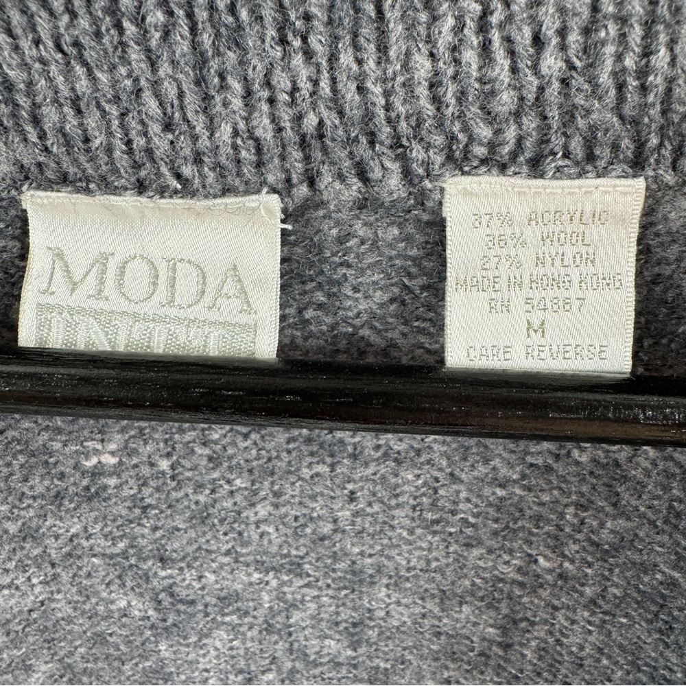 Moda International Long Grey Wrap Cardigan – Wool Blend, Tie Waist, Size Medium - Picture 3 of 7